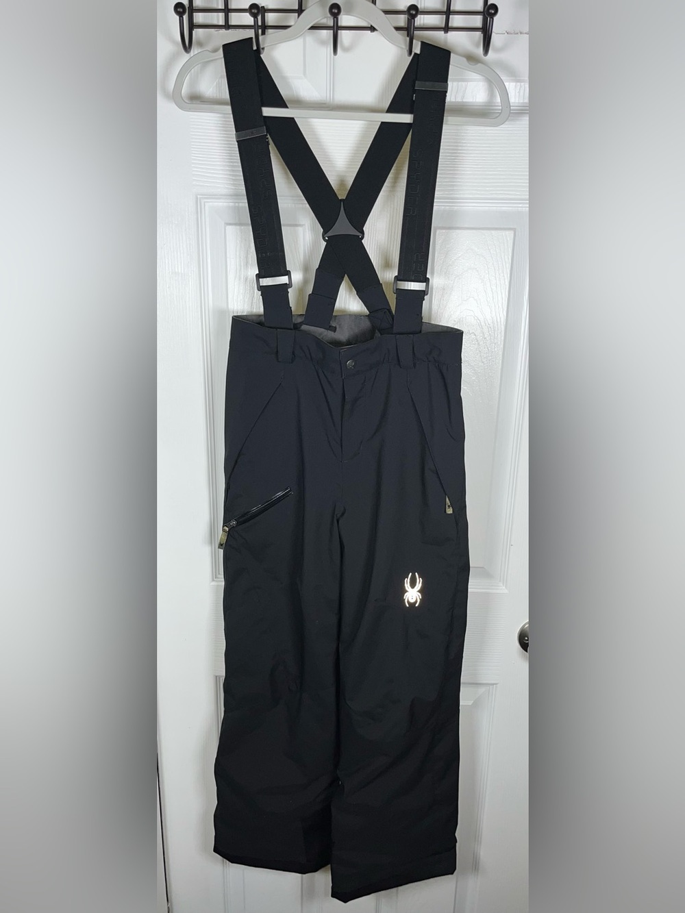 Spyder Propulsion Ski Pants Boys Size 14 Black Snow Insulated Bibs Suspenders